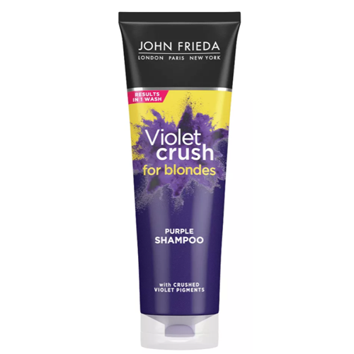 John Frieda Violet Crush For Blondes with Violet Pigments, Knock Out Brassy Tones Purple - 8.3 fl oz