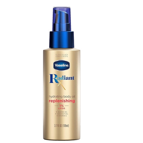 Vaseline Replenishing Hydrating Body Oil, with 1% Lipids, Jojoba Oil, Coconut Oil, Vitamin E, 3.7 FL OZ