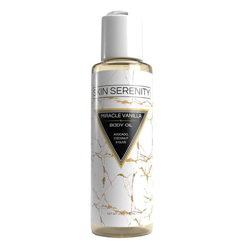 Skin Serenity Miracle Vanilla Body Oil, Instant Absorption Dry Skin Moisturizer & Hydrating Body Massage Oil, 4.5 Oz