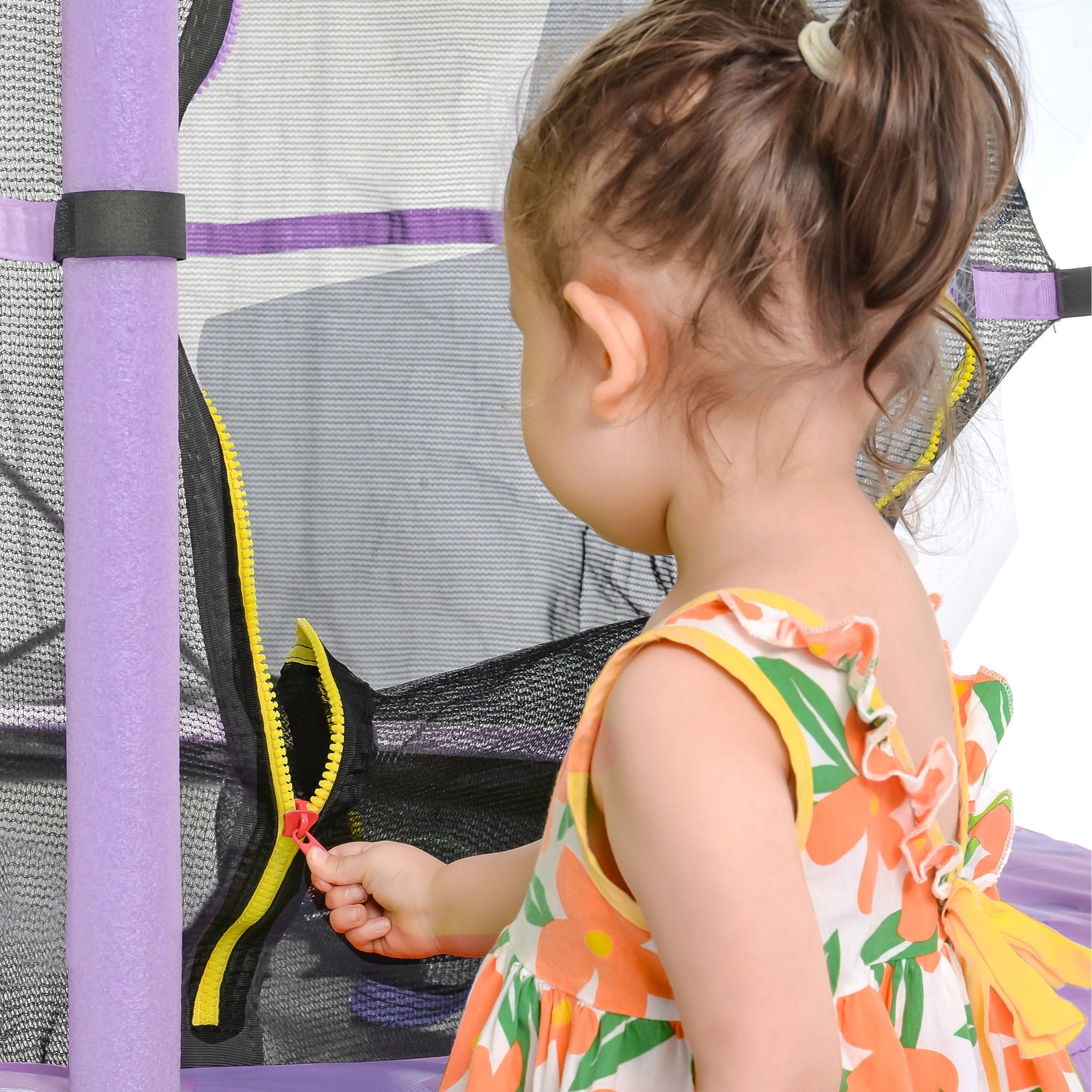 55¡± Toddler Trampoline, BTMWAY New Upgraded 4.5FT Kids Trampoline, Indoor/Outdoor Ultra Safe Mini Baby Trampoline with All Round Enclosure Net, Safety Pad, Gifts for Birthday Girls Ages 1-6