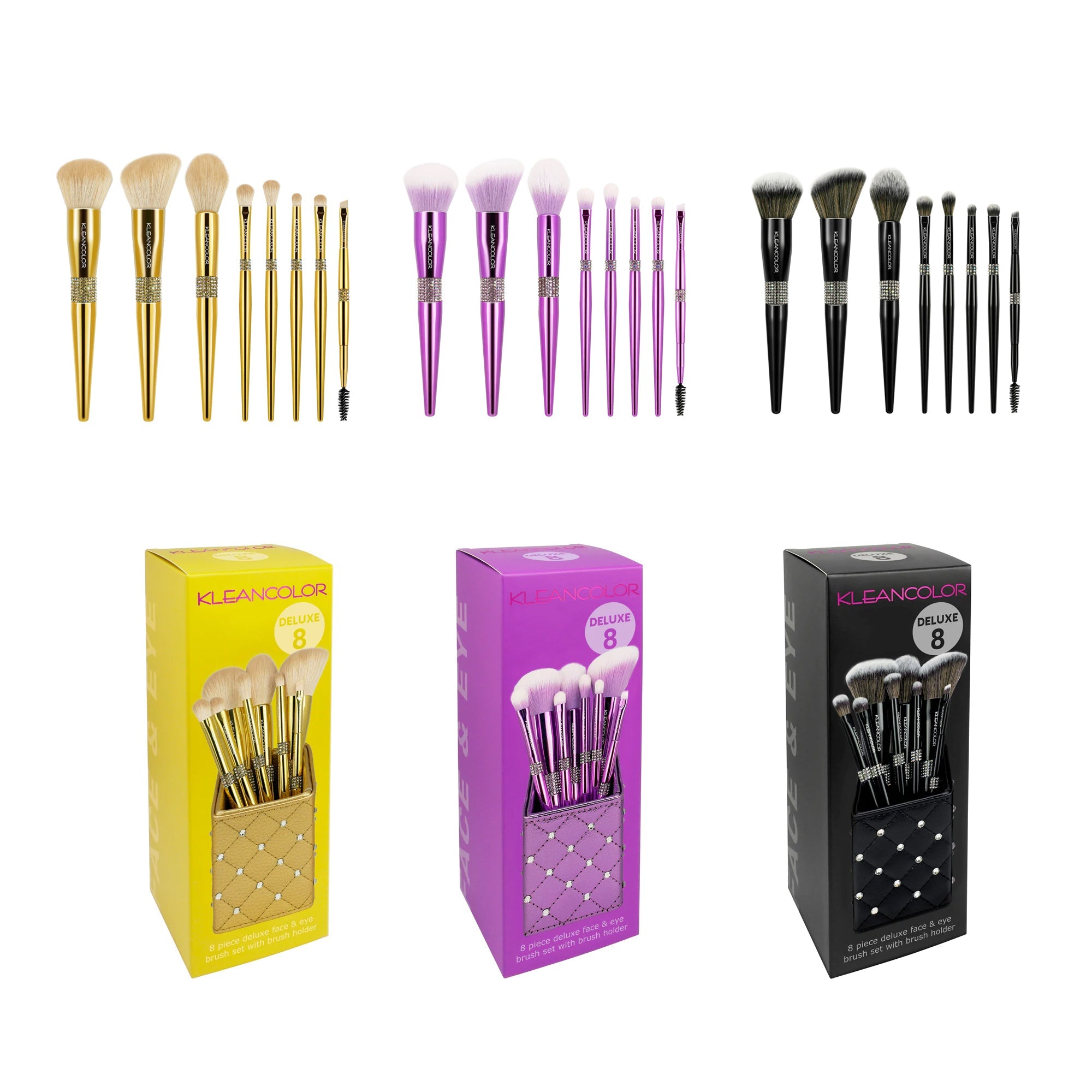 KC-CBS08 'Twinkly Love' 8 PC Flawless Face & Eye Brush Set w/ Brush Holder : 3 SET