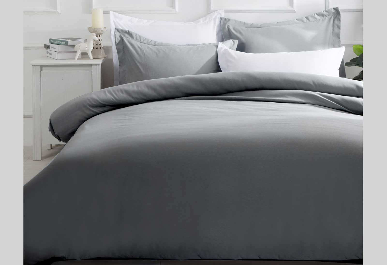 Luxton King Size Slate Color Quilt Cover Set (3PCS)