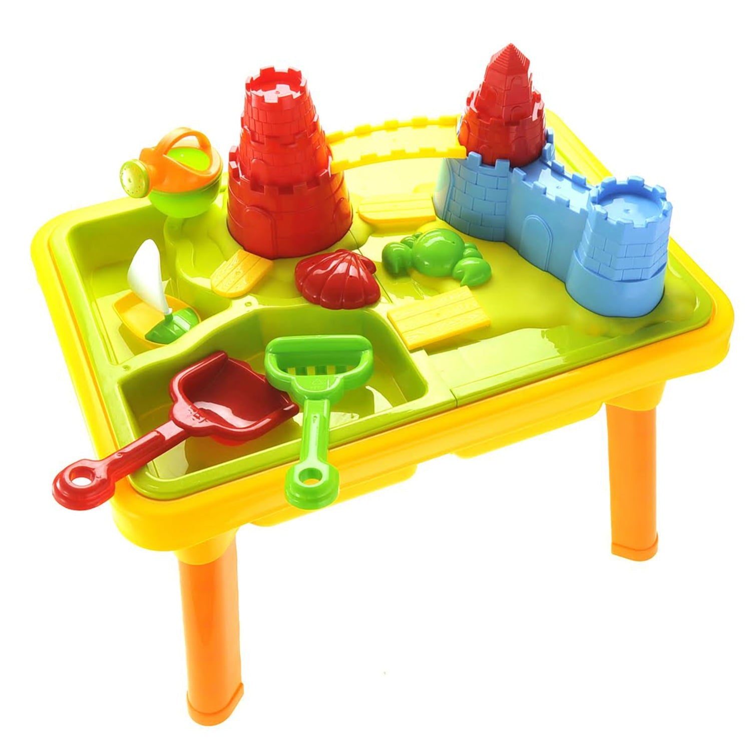 2 in 1 Sand Water Table, Beach Toys for Kids, Sandbox Table with 14psc Toys, Sand Toys Set for Boys Girls over 18 month Indoor Outdoor