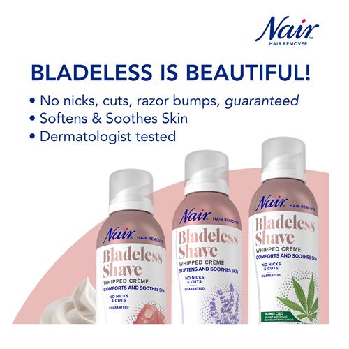 Nair Hair Remover Blade-Less Shave Whipped Crème, Painless Hair Removal, 5 Oz