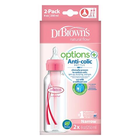 Dr Brown's Natural Flow Options+ Anti Colic Bottle 250ml 2 Pack